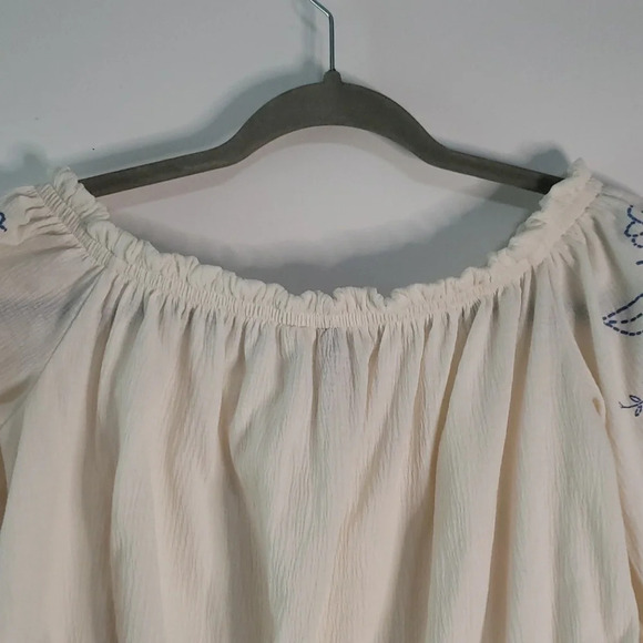 DIVIDED H&M Crop Top Floral Embroidered Beach Coastal Bohemian Artsy Sz Medium - Picture 7 of 12